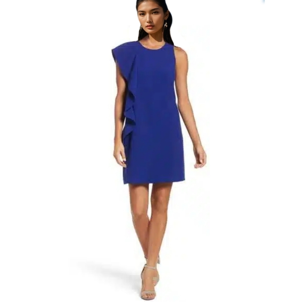 Nordstrom Cobalt Blue Asymmetrical Ruffled Sheath Dress
